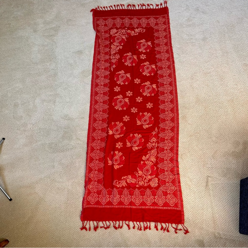 Red and Gold Wrap with Tassels